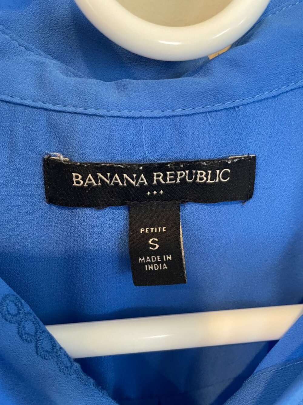 Banana Republic Petite Cobalt Blue Sleeveless Blouse Soutache Trim SP - Picture 4 of 5